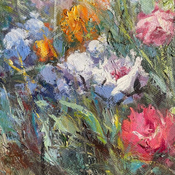 Spring Flower Field with Butterflies! This Oil Painting is Full of Romantic Vibe - Picture 7 of 8